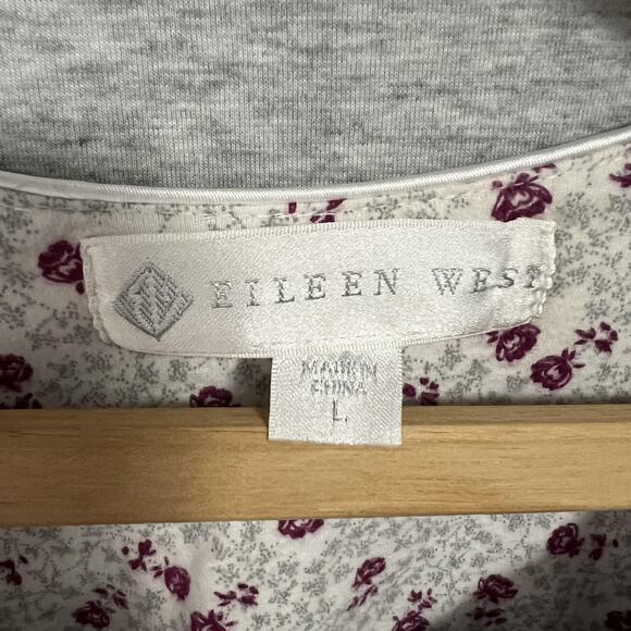 Eileen West Nightgown Womens Large White Purple Floral Cotton Flannel Cottage - Picture 4 of 10